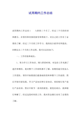 试用期内工作总结
