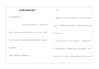 试用期内辞职申请书