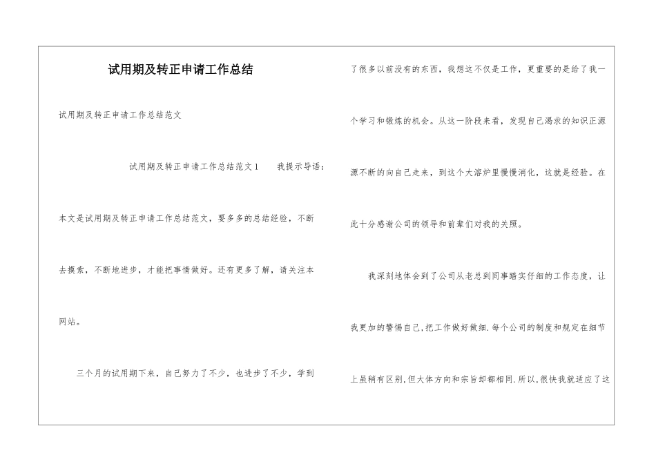 试用期及转正申请工作总结_第1页