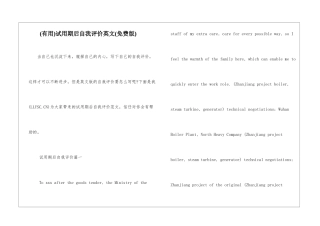 试用期后自我评价英文