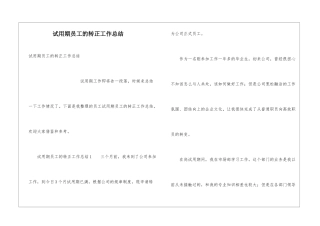 试用期员工的转正工作总结