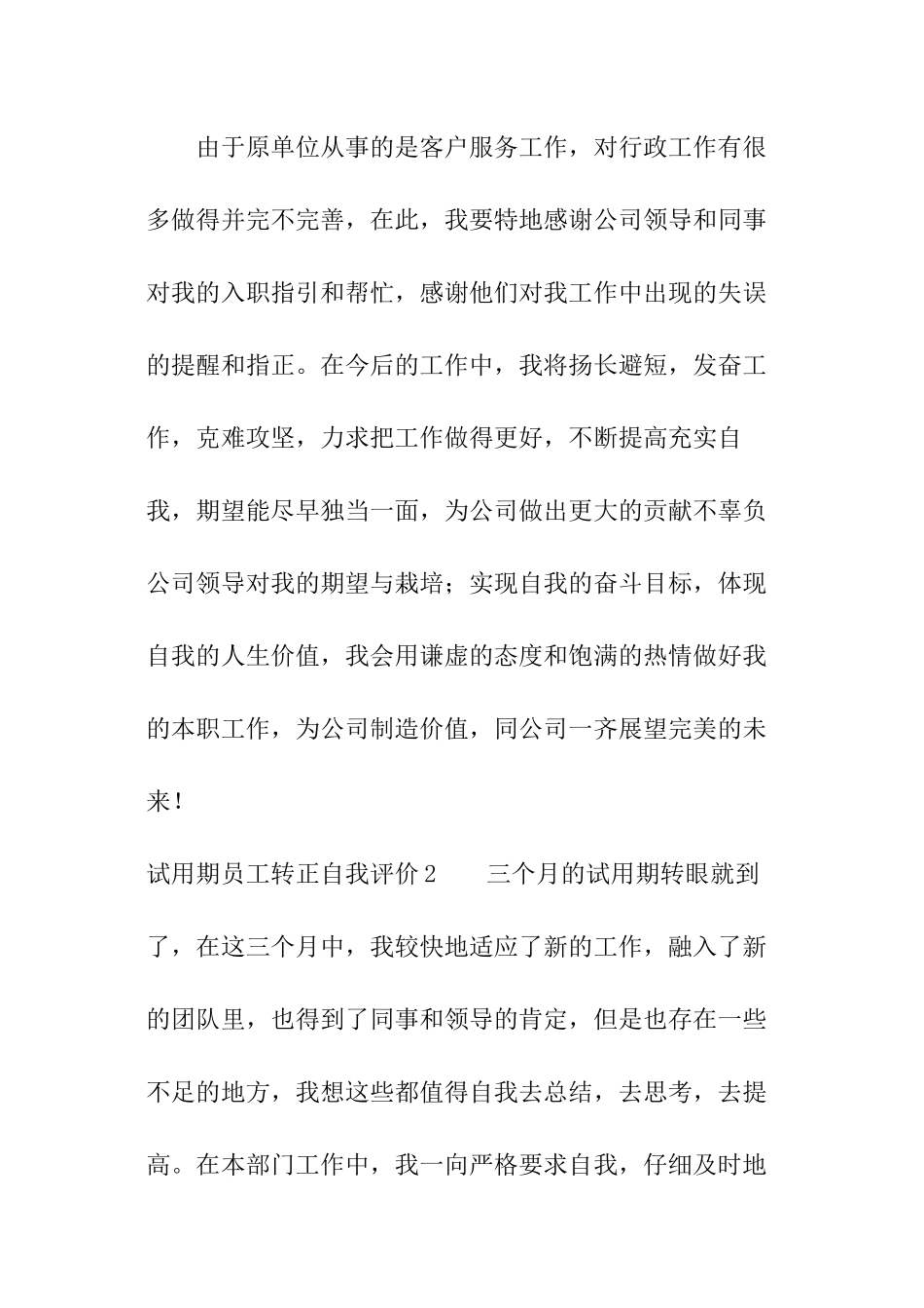 试用期员工转正自我评价_第2页
