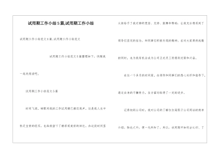 试用期工作小结5篇-试用期工作小结