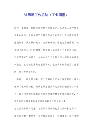 试用期工作总结-