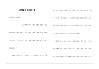 试用期工作总结3篇