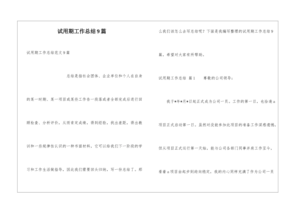 试用期工作总结9篇_第1页