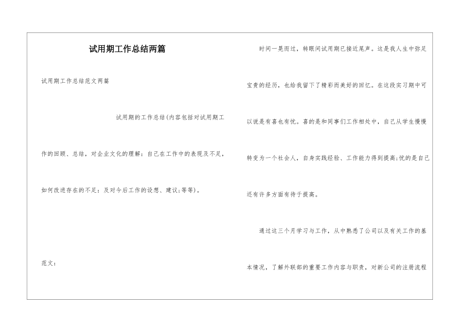 试用期工作总结两篇_第1页
