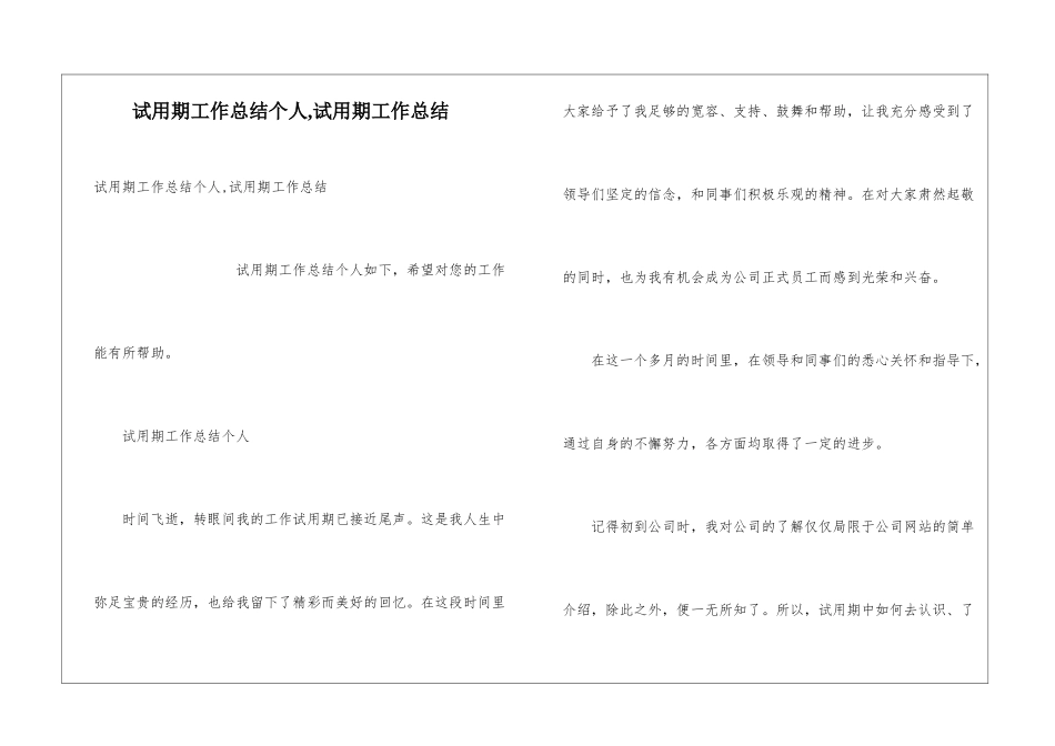 试用期工作总结个人-试用期工作总结_第1页