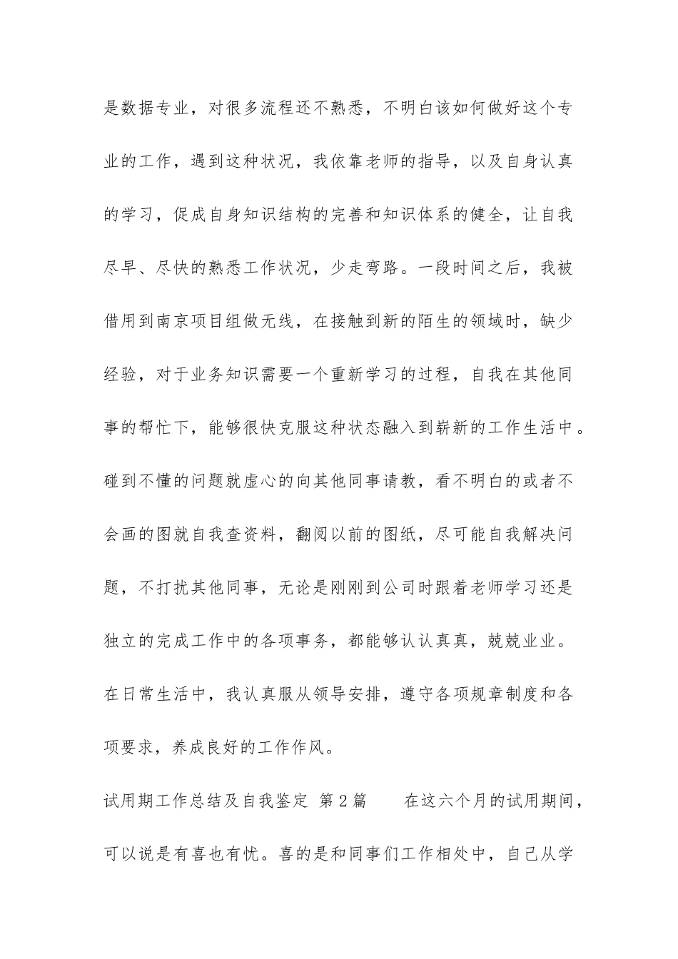 试用期工作总结及自我鉴定_第2页