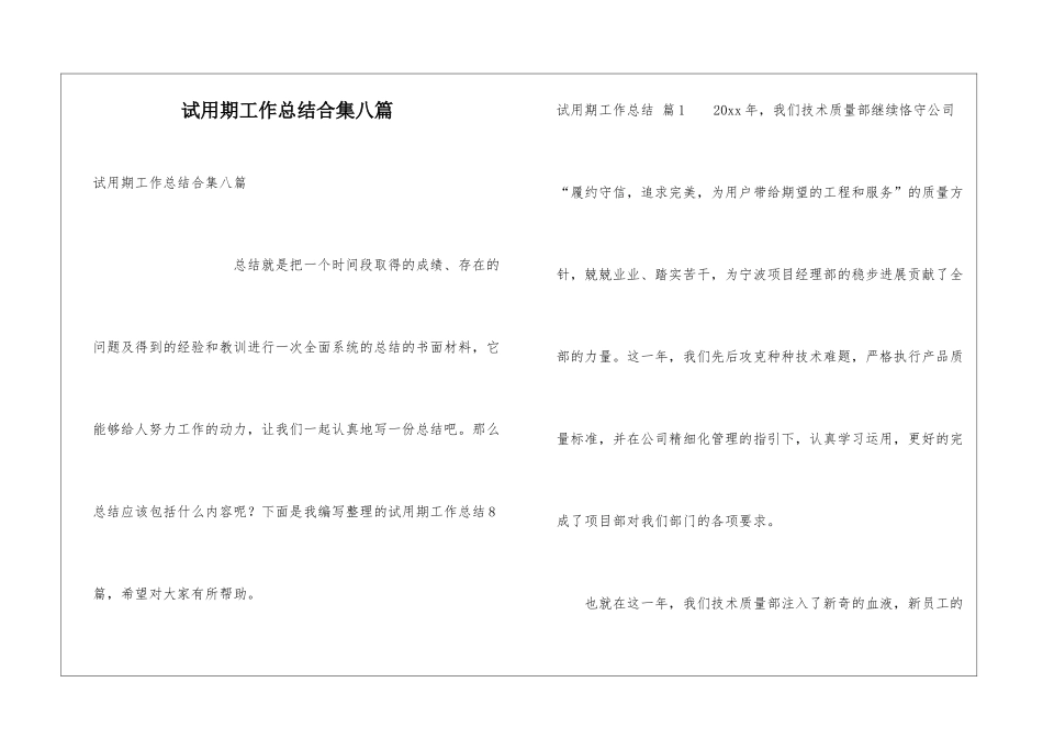 试用期工作总结合集八篇_第1页