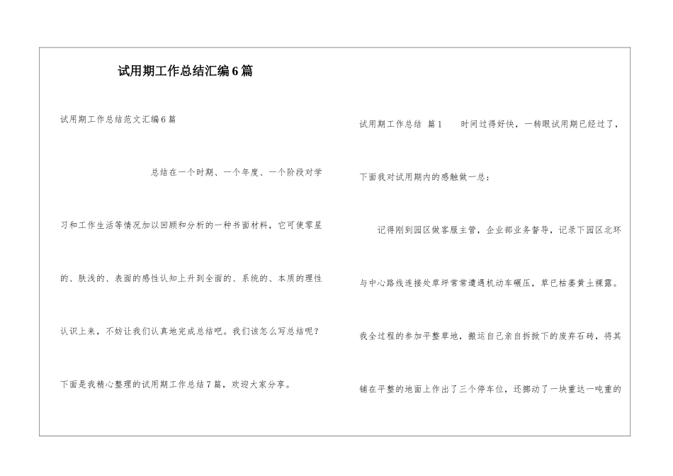 试用期工作总结汇编6篇_第1页