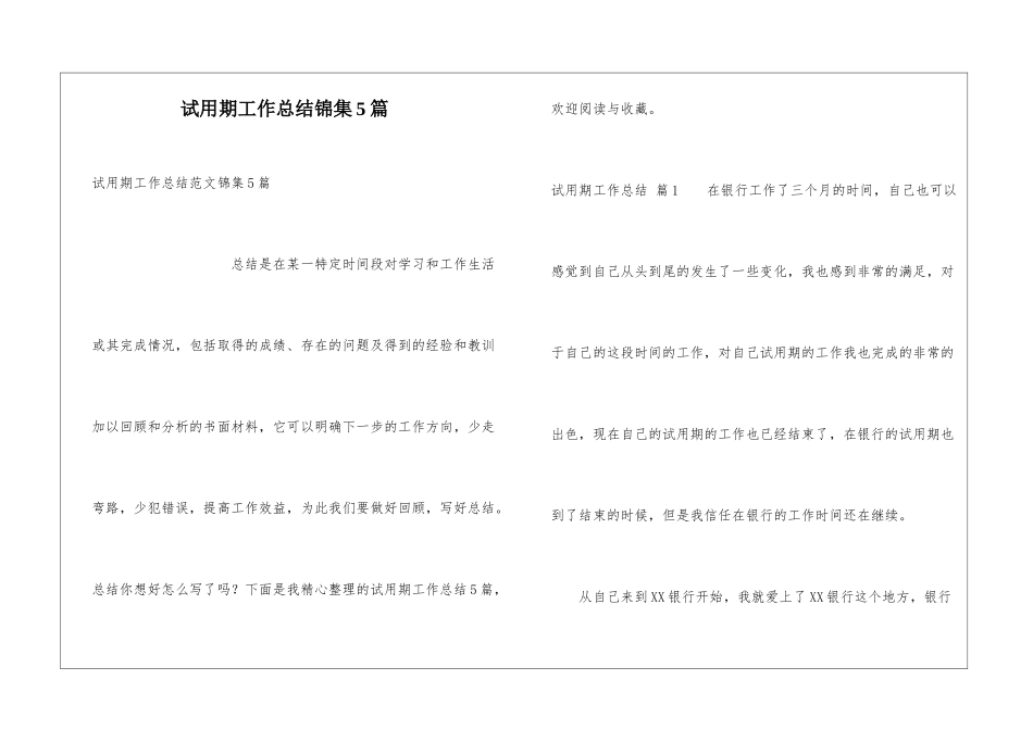 试用期工作总结锦集5篇_第1页