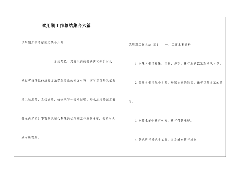 试用期工作总结集合六篇_第1页