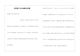 试用期工作总结集合四篇
