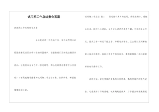 试用期工作总结集合五篇