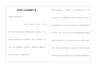 试用期工作总结集锦十篇