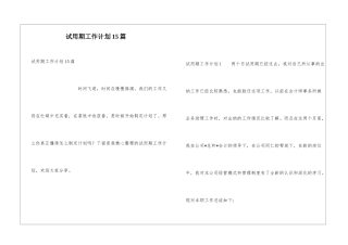 试用期工作计划15篇