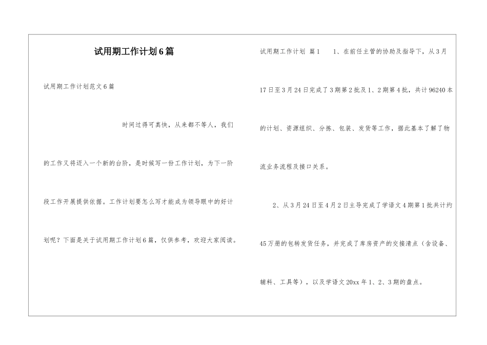 试用期工作计划6篇_第1页