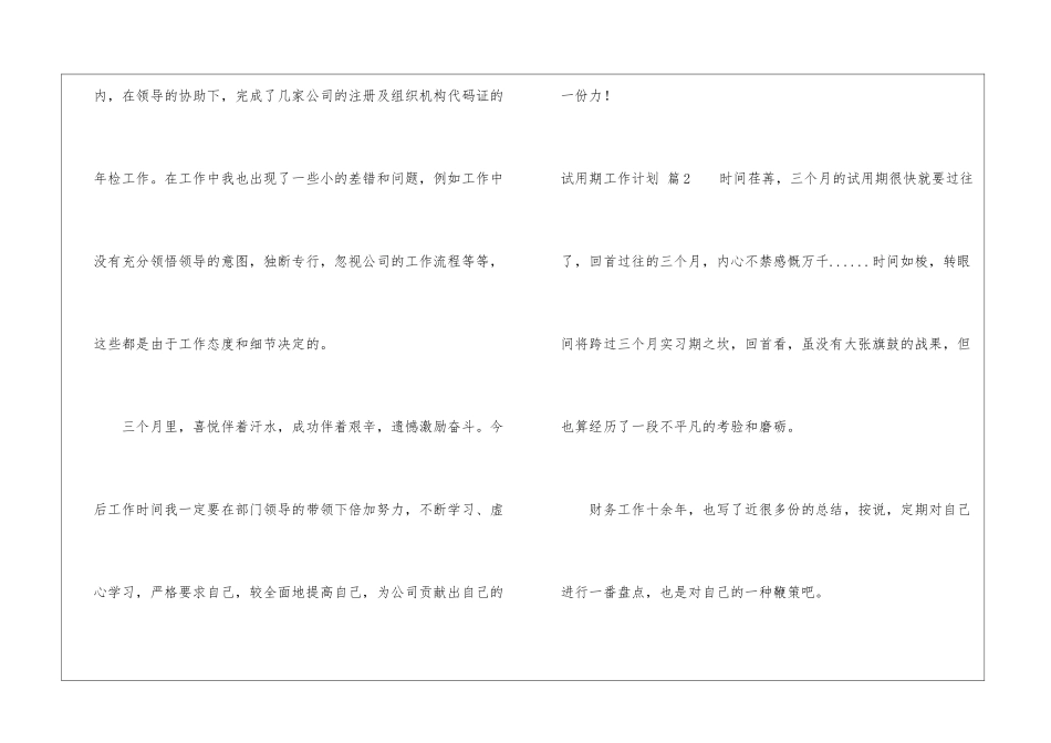 试用期工作计划模板锦集5篇_第2页