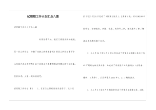 试用期工作计划汇总八篇