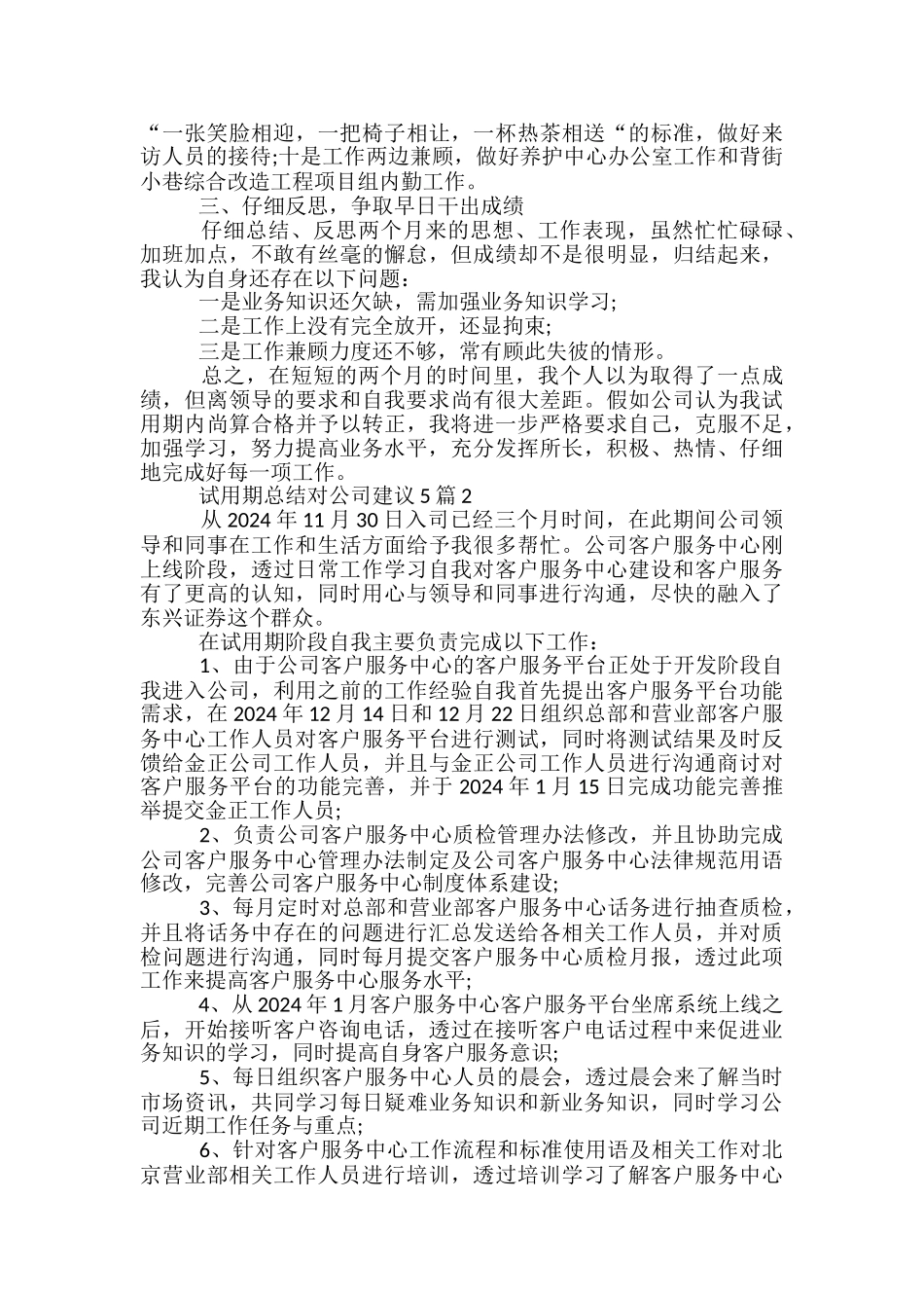 试用期总结对公司建议5篇范文_第2页