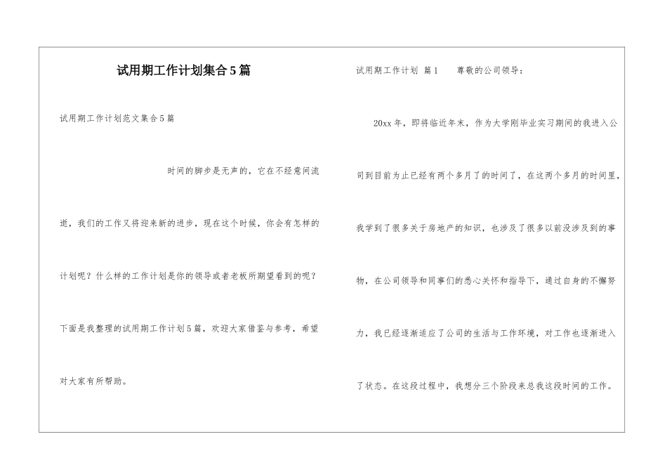 试用期工作计划集合5篇_第1页