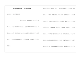 试用期的年度工作总结四篇