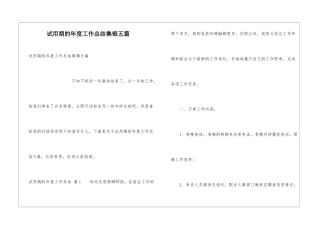 试用期的年度工作总结集锦五篇