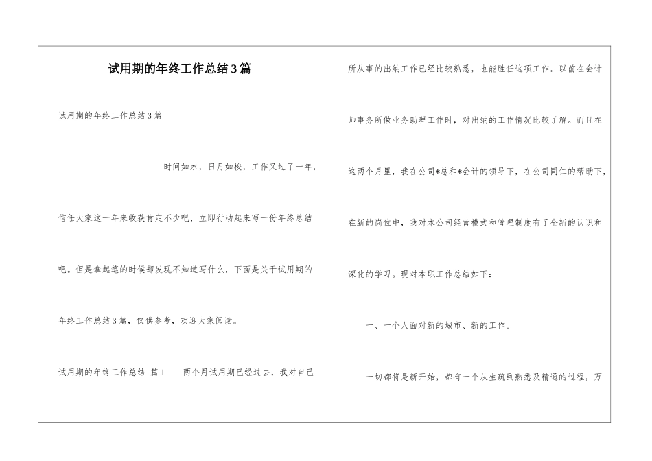 试用期的年终工作总结3篇_第1页