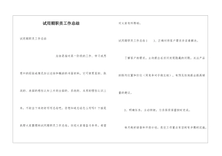 试用期职员工作总结