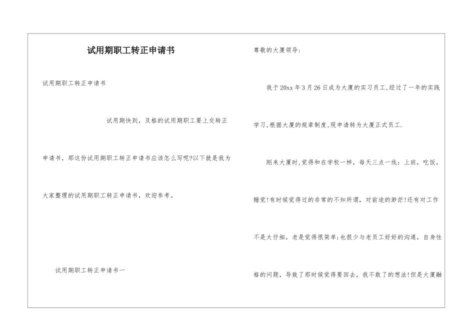 试用期职工转正申请书_第1页