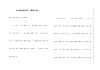 试用期自我评价(精选6篇)