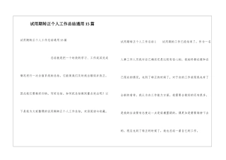 试用期转正个人工作总结通用15篇