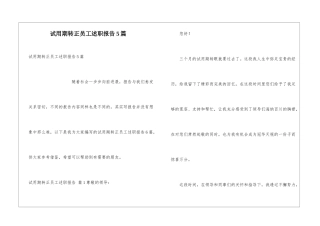 试用期转正员工述职报告5篇