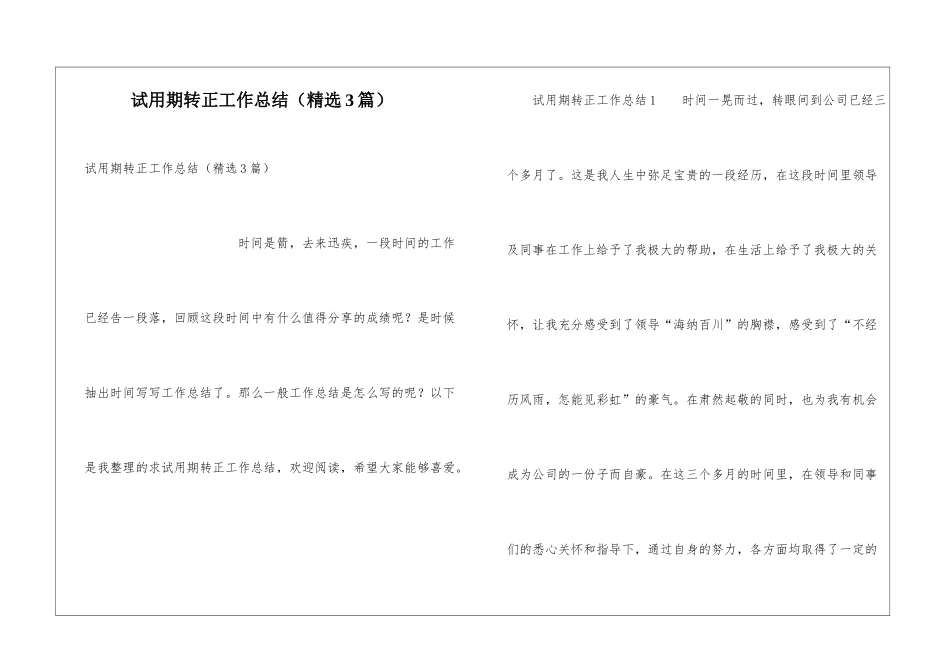 试用期转正工作总结(精选3篇)_第1页