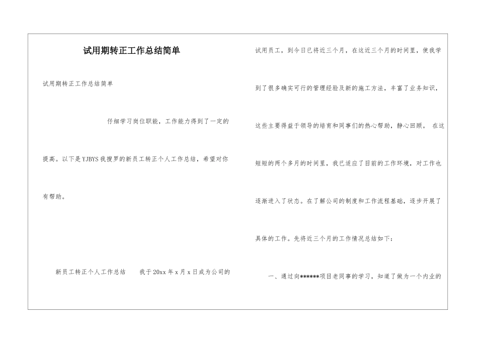 试用期转正工作总结简单_第1页