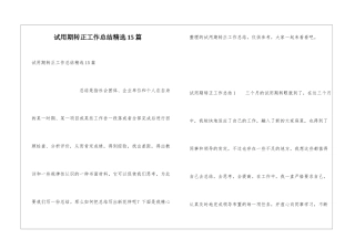 试用期转正工作总结精选15篇