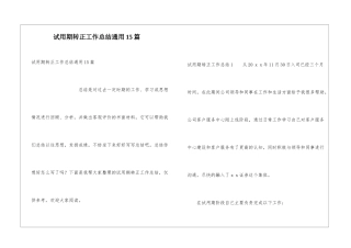 试用期转正工作总结通用15篇