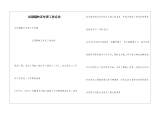 试用期转正申请工作总结