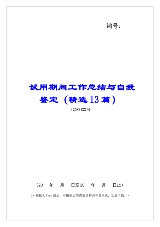 试用期间工作总结与自我鉴定-