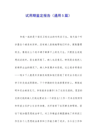 试用期鉴定报告