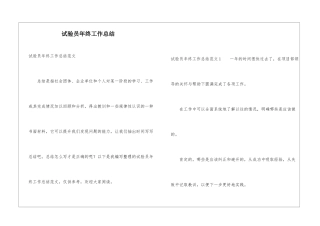 试验员年终工作总结