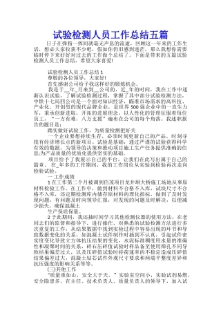 试验检测人员工作总结五篇