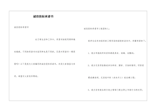 诚信投标承诺书