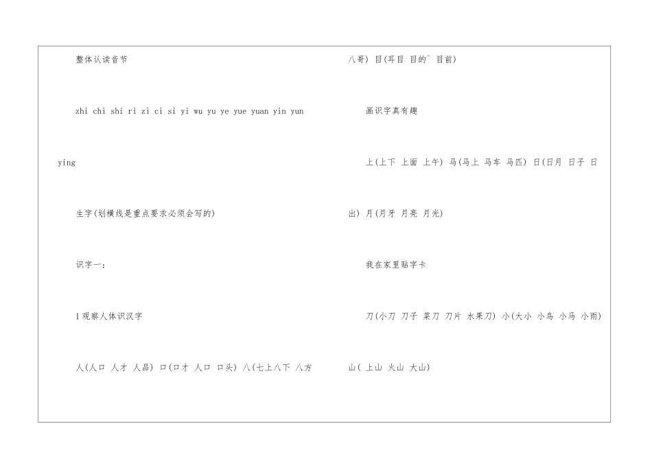 语文S版一年级上册生字表汇总_第2页