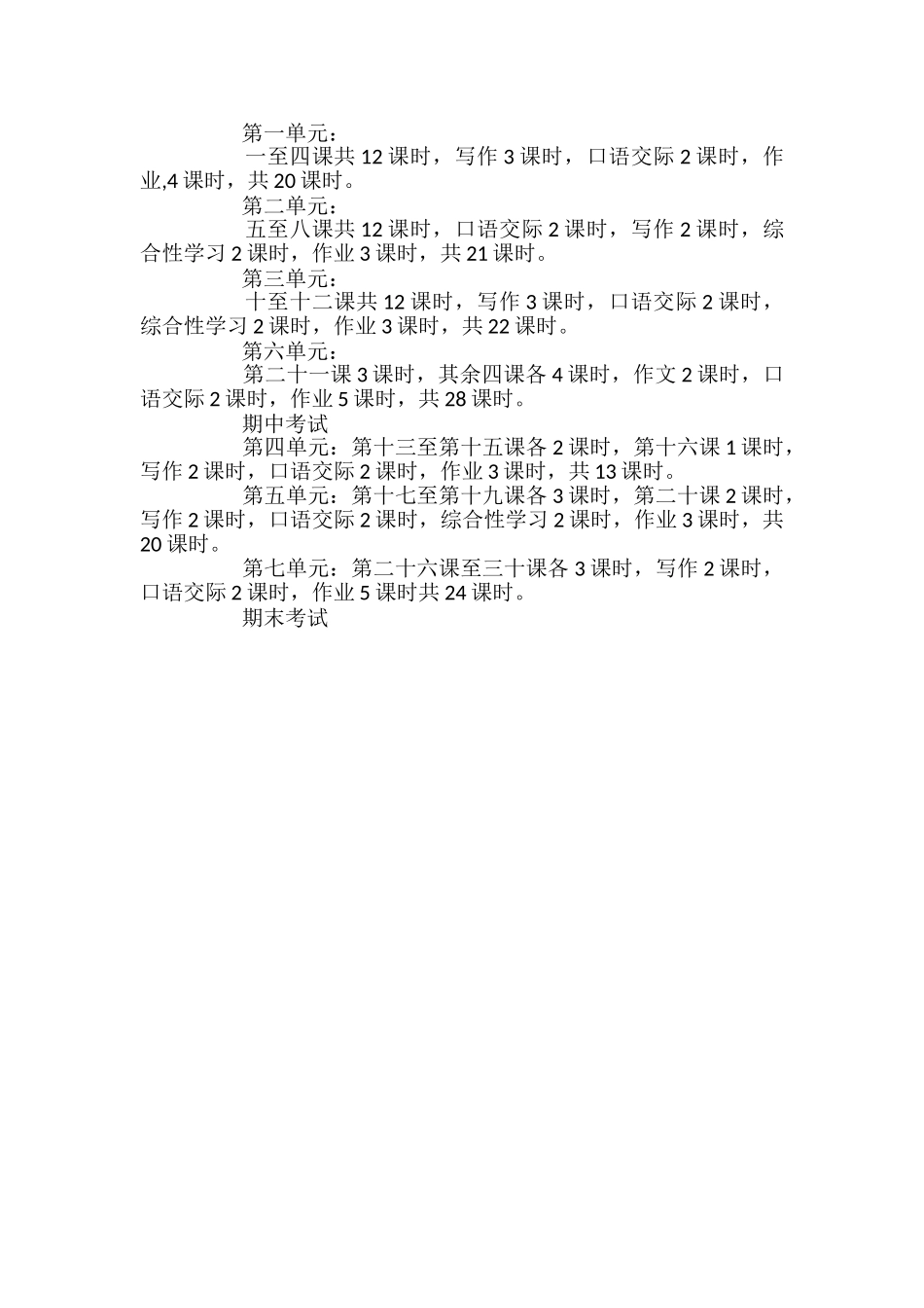 语文版七年级下册教学计划方案_第3页