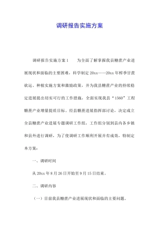 调研报告实施方案