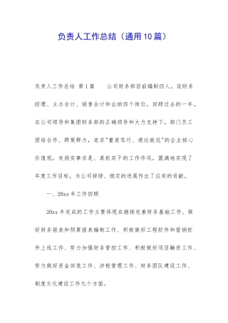 负责人工作总结