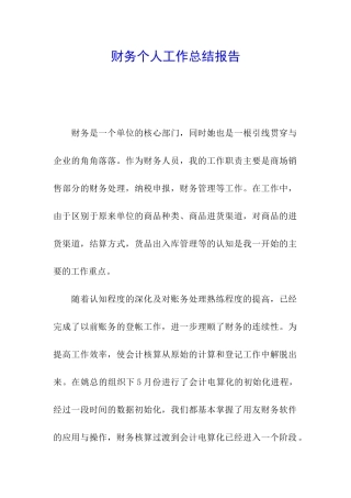 财务个人工作总结报告