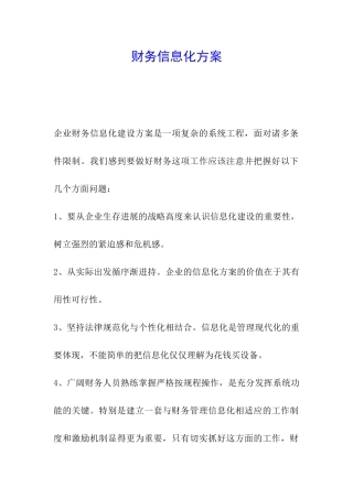 财务信息化方案